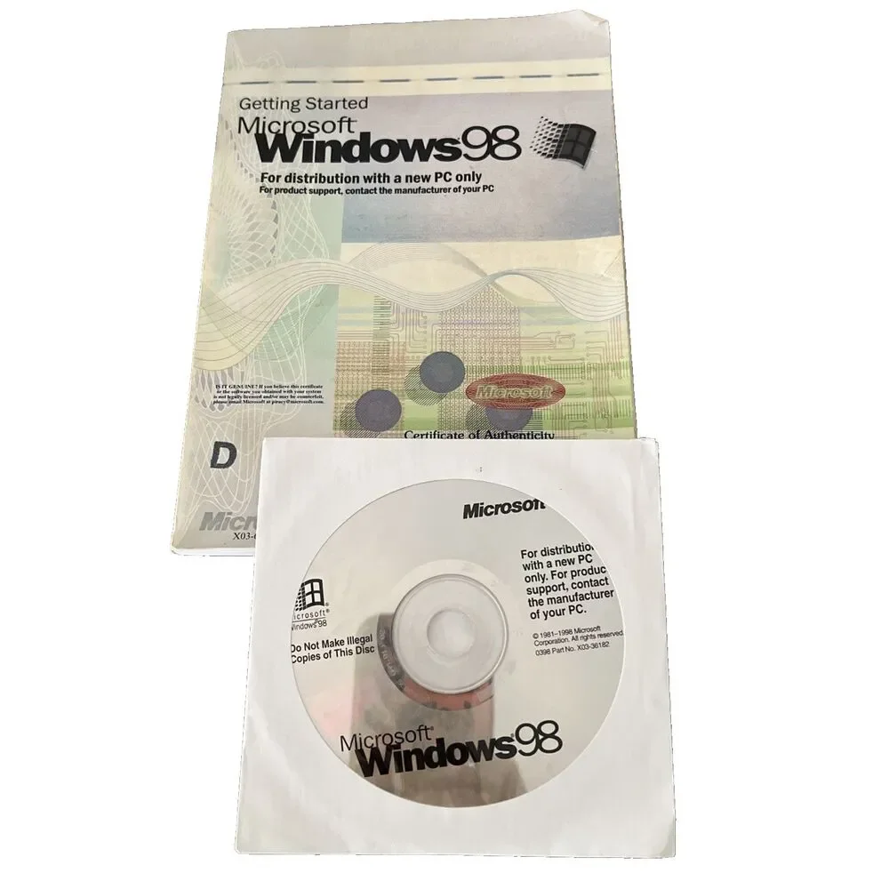 Microsoft Windows 98 CD Manual.and Product KEY